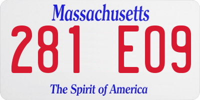 MA license plate 281EO9