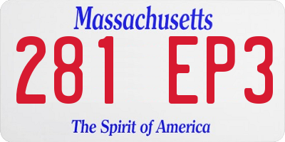MA license plate 281EP3