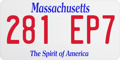 MA license plate 281EP7
