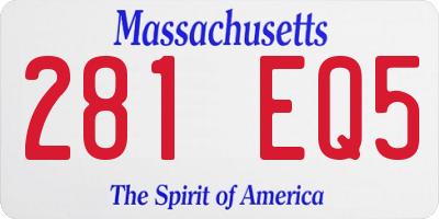MA license plate 281EQ5