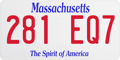 MA license plate 281EQ7