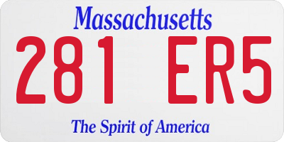 MA license plate 281ER5