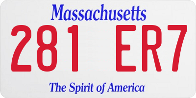 MA license plate 281ER7