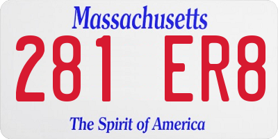 MA license plate 281ER8