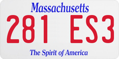 MA license plate 281ES3