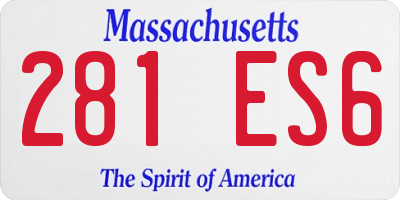 MA license plate 281ES6