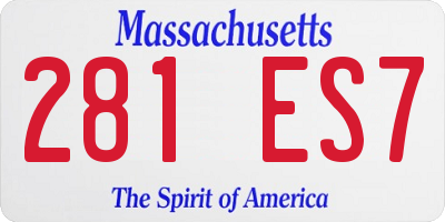 MA license plate 281ES7