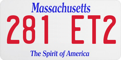 MA license plate 281ET2