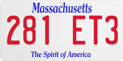 MA license plate 281ET3