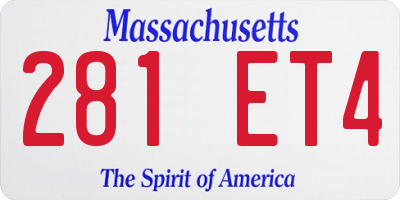 MA license plate 281ET4