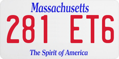 MA license plate 281ET6