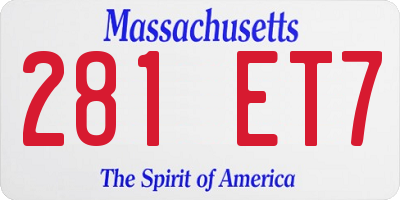 MA license plate 281ET7