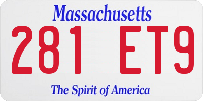 MA license plate 281ET9