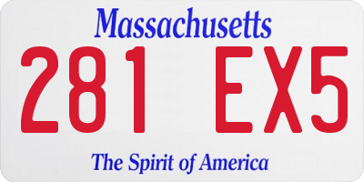 MA license plate 281EX5