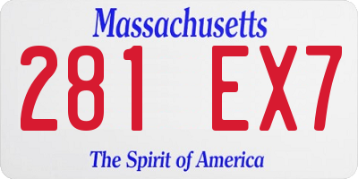 MA license plate 281EX7