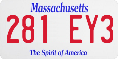 MA license plate 281EY3