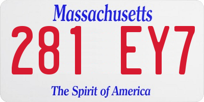 MA license plate 281EY7