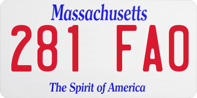 MA license plate 281FA0