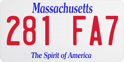 MA license plate 281FA7