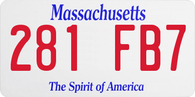MA license plate 281FB7
