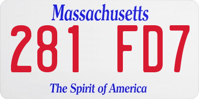 MA license plate 281FD7