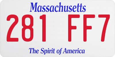 MA license plate 281FF7