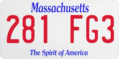 MA license plate 281FG3
