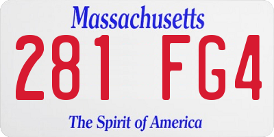 MA license plate 281FG4