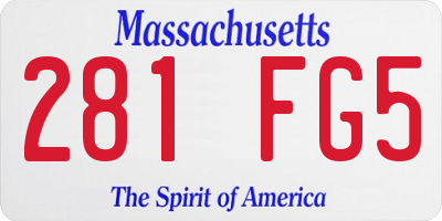 MA license plate 281FG5