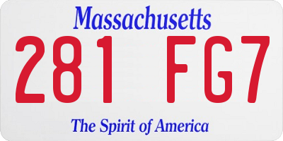 MA license plate 281FG7