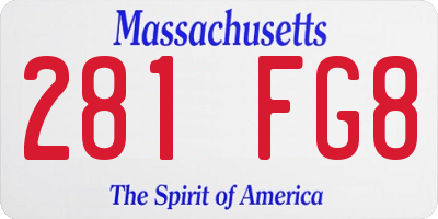 MA license plate 281FG8