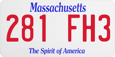 MA license plate 281FH3