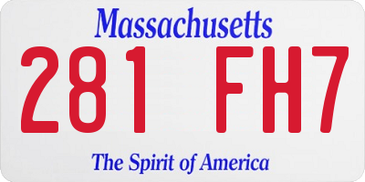 MA license plate 281FH7