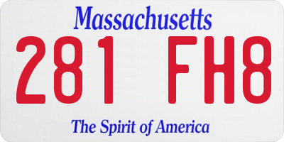 MA license plate 281FH8