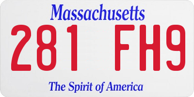 MA license plate 281FH9