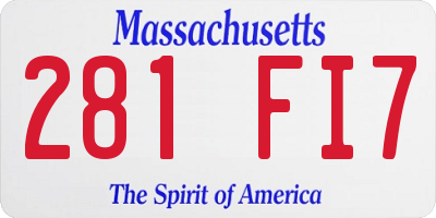 MA license plate 281FI7