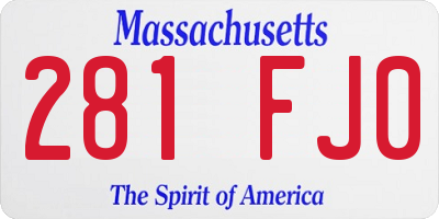 MA license plate 281FJ0