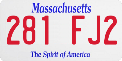 MA license plate 281FJ2