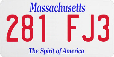 MA license plate 281FJ3