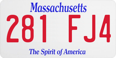 MA license plate 281FJ4