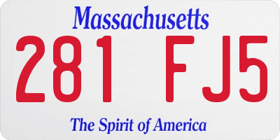 MA license plate 281FJ5