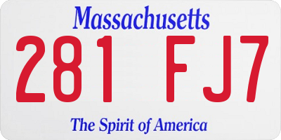 MA license plate 281FJ7