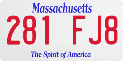 MA license plate 281FJ8