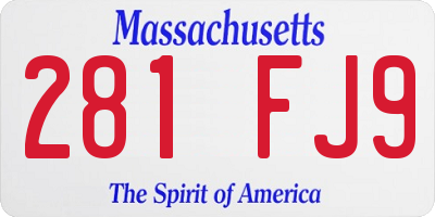 MA license plate 281FJ9