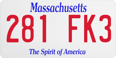 MA license plate 281FK3