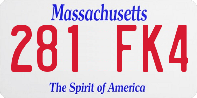MA license plate 281FK4