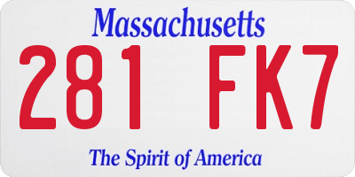 MA license plate 281FK7