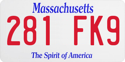 MA license plate 281FK9