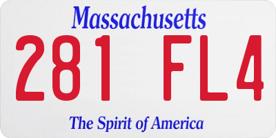 MA license plate 281FL4
