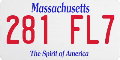 MA license plate 281FL7